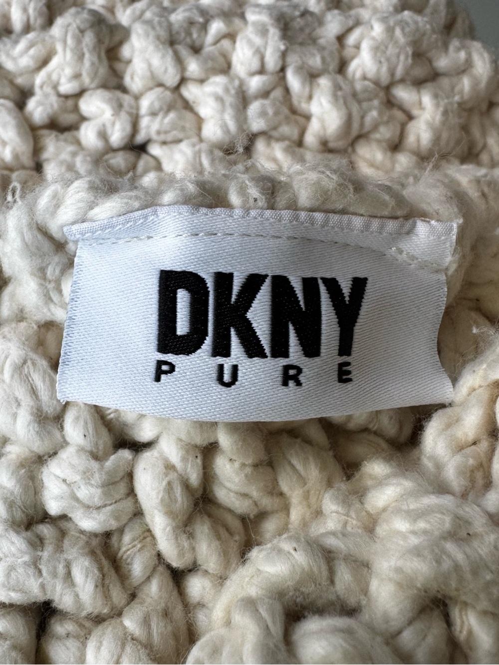 DKNY Pure Chunky Knit Blanket Throw Natural Cream 100% Cotton 50'' x 60'' - Picture 7 of 7